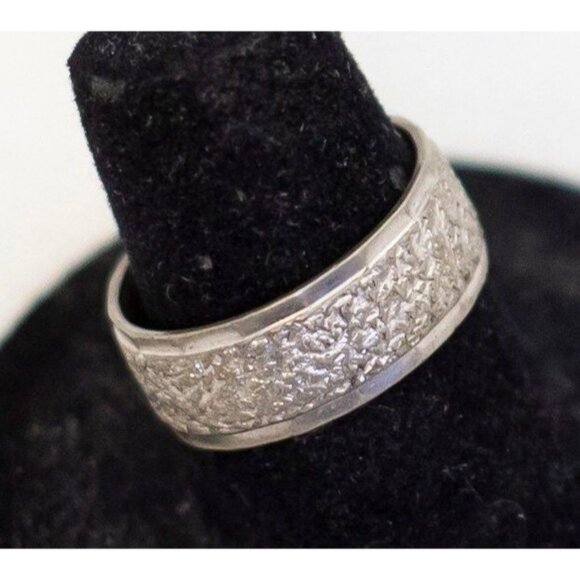 Size 7, Vintage Intricate Sea Waves Pattern Sterling Silver Ring - A23 - Picture 2 of 3